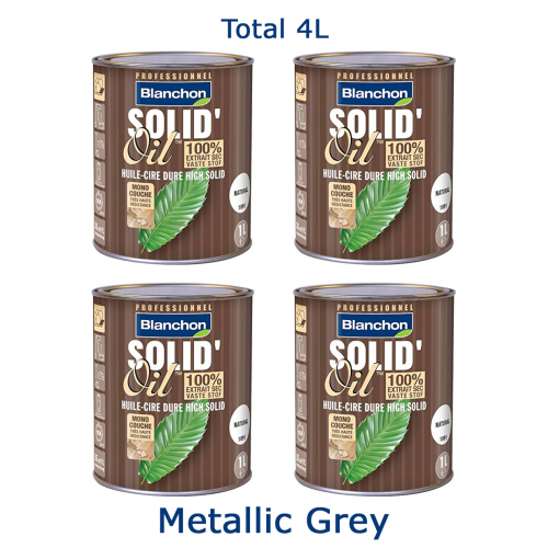 Blanchon SOLID'OIL 4 ltr (four 1 ltr cans) METALLIC GREY 04402908 (BL)